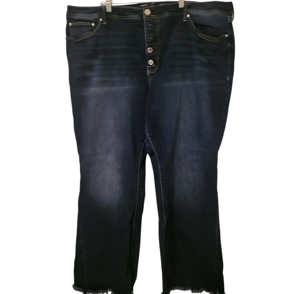 Seven7 Plus Raw Hem Button Fly Jeans Blue sz 26